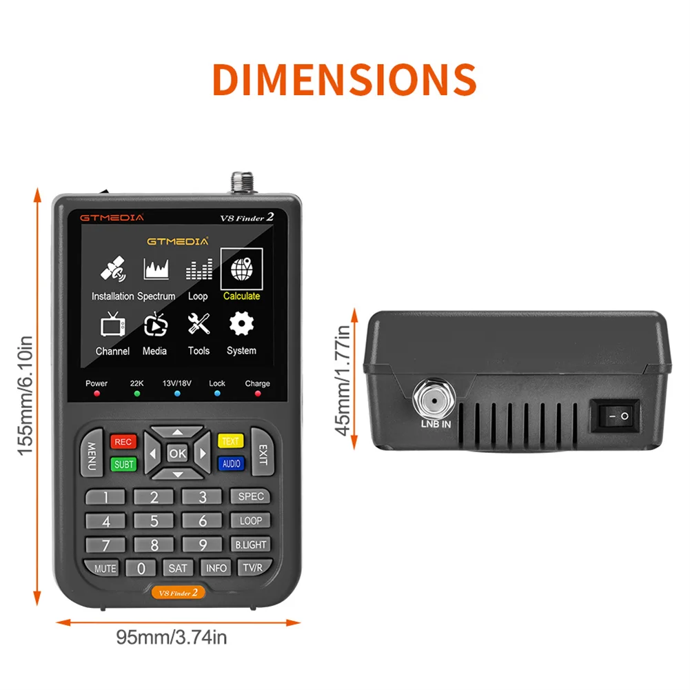 Imagem -06 - Localizador de Satélite Medidor de Sinal Digital Portátil H.264 Bit Decodificação hd 3.5 Tela Lcd Gtmedia-v8 Finder2