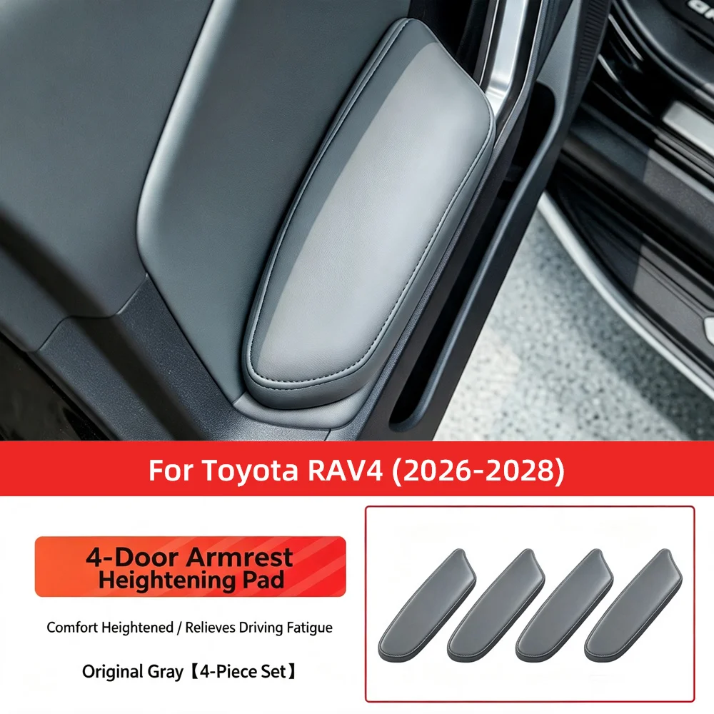 Leather 4-Door Armrest Elevator Pad For Toyota RAV4 2026 2027 2028 Soft Elbow Support Cushion Car Interior Accessories