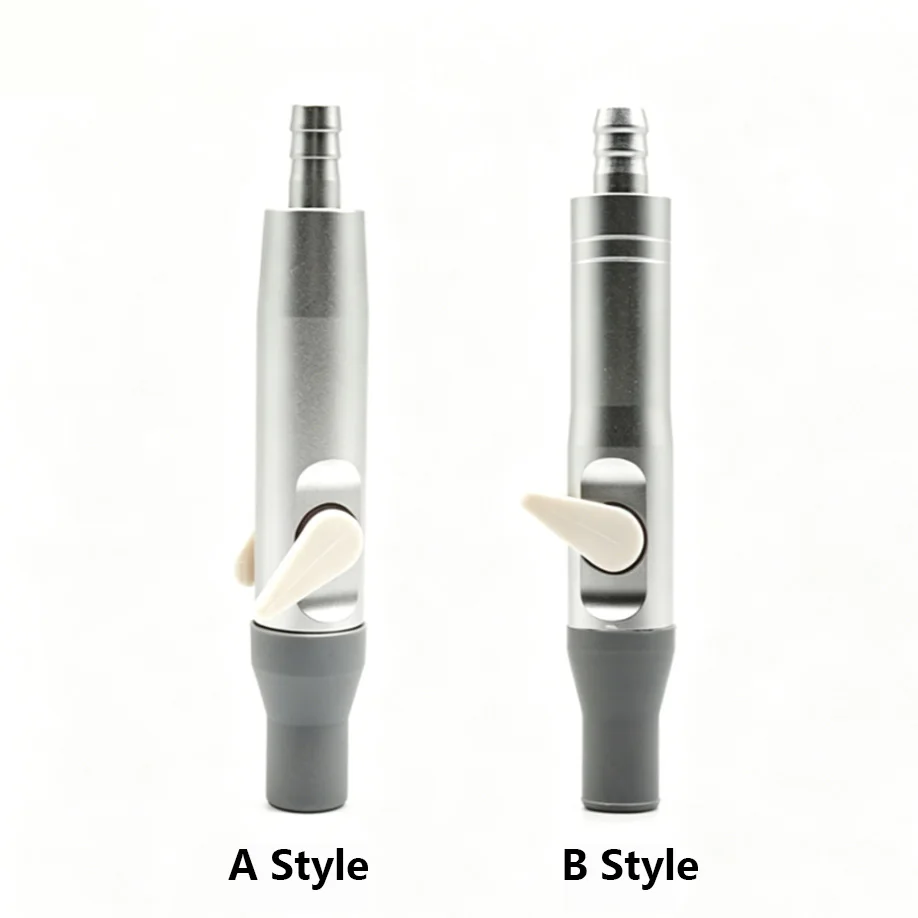 7 mm/8 mm zwak zuigend handstuk met grijze siliconen punt en siliconen hoes, instelbare zuigkracht tandartsstoelaccessoire