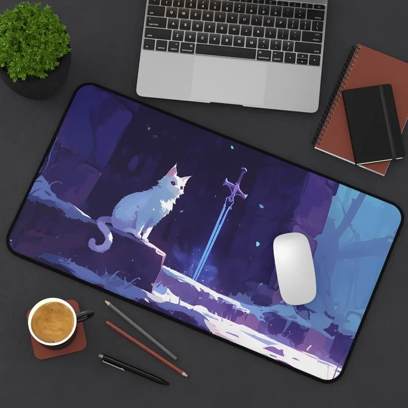 لوحة ماوس قطة لطيفة | Kawaii أنيمي مكتب حصيرة XL | لوحة ماوس الألعاب الرائعة | ديكور مكتب لطيف | هدية عاشق القط | كاواي مكتب Acc #2