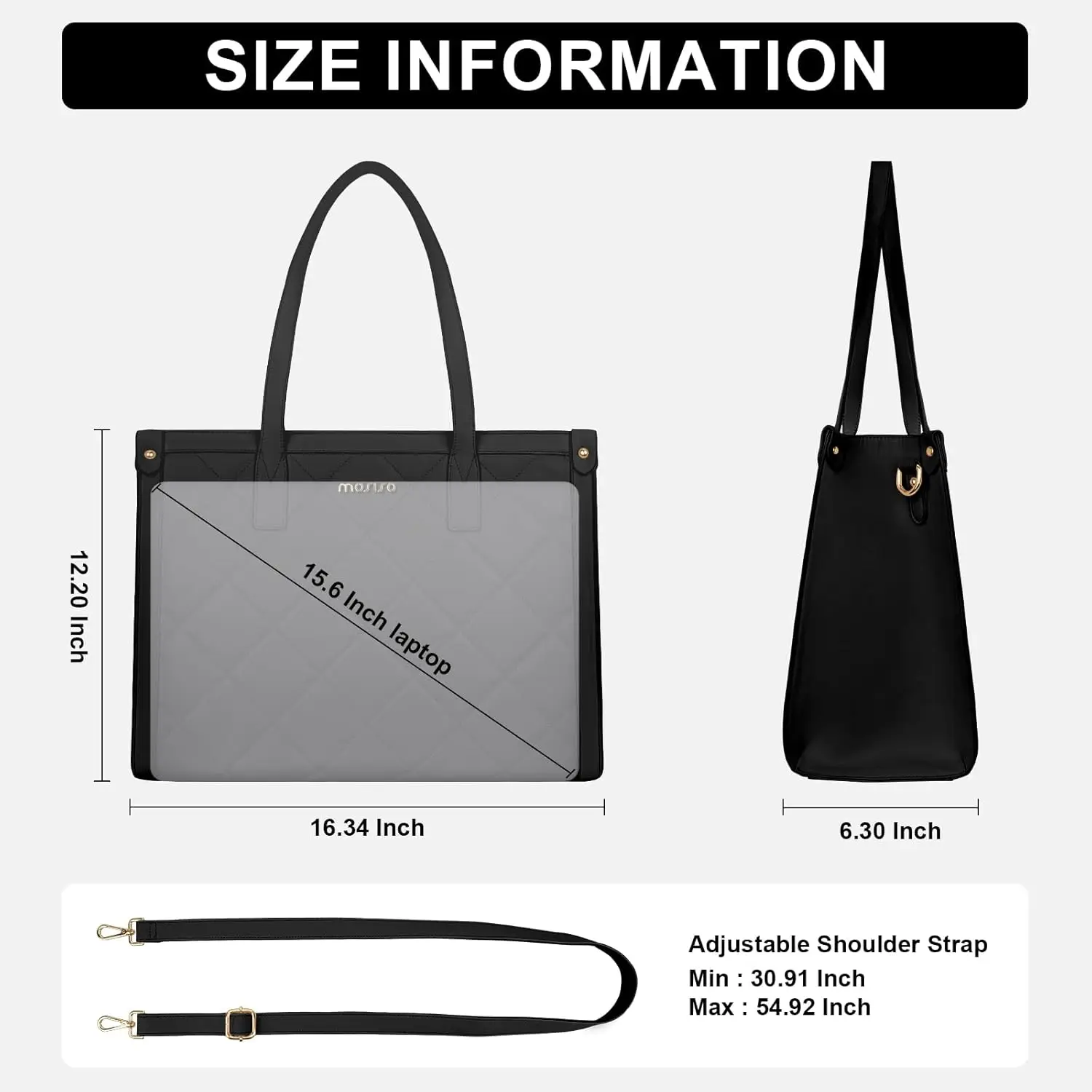 MOSISO Laptop Tote Bag for Women 15.6 inch PU Leather Large Capacity Teacher Computer Briefcase for Business Office Black Pink