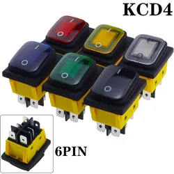 on off 30A/250V Heavy Duty 6 pin DPST IP67 Sealed Waterproof T85 Auto Boat Marine Toggle Rocker Switch with LED 220V 30x22