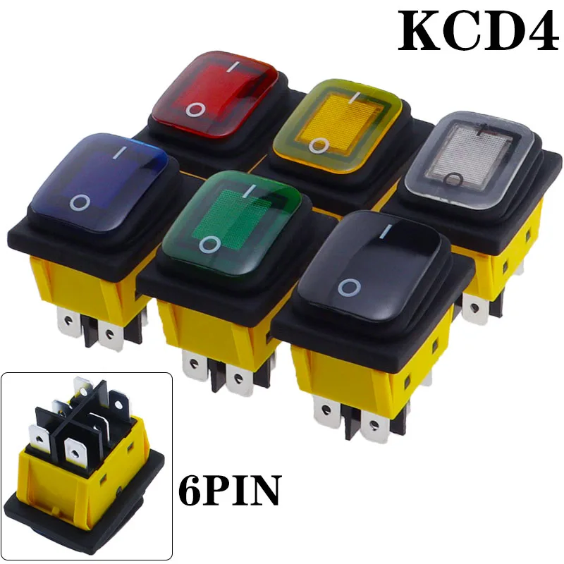 on off 30A/250V Heavy Duty 6 Pin DPST IP67 Sealed Waterproof T85 Auto Boat Marine Toggle Rocker Switch with LED 220V 30x22