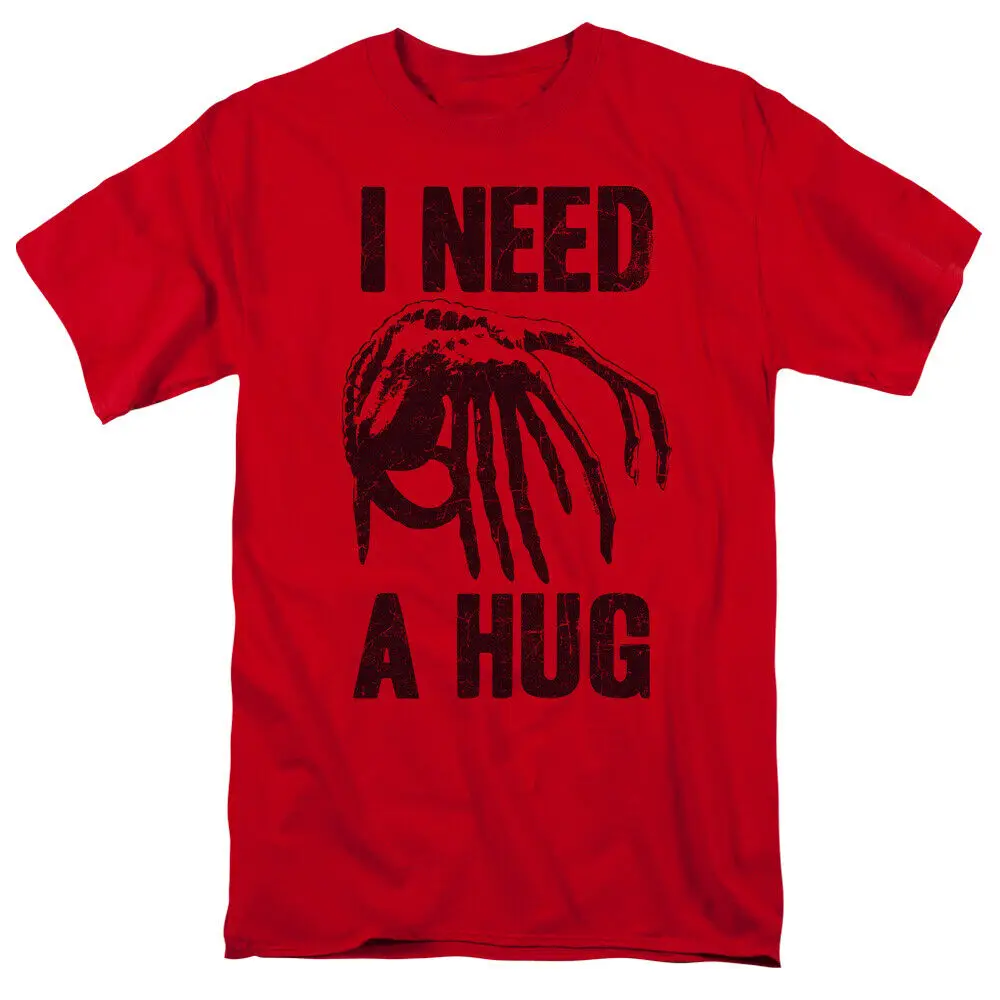 Alien Need A Hug T Shirt Mens License Movie Sci-Fi Horror Classic Tee Red