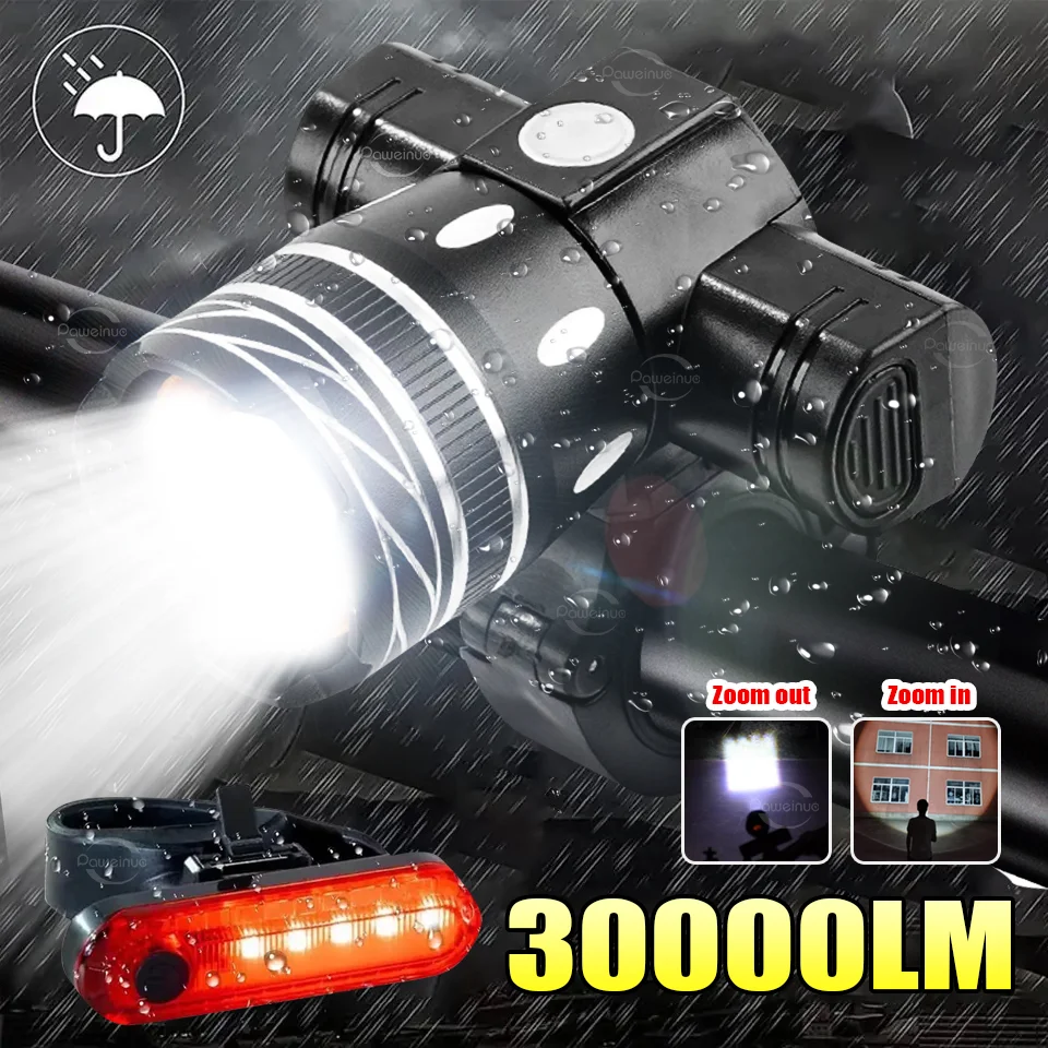 

New LED Bicycle Front Light Zoomable Adjustable Headlight USB Rechargeable Bike Head Lamp For Safety Cycling Bicycle Accessories