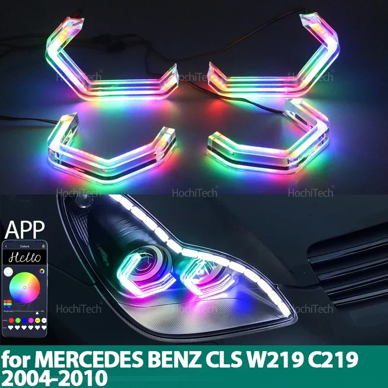 

For MERCEDES BENZ CLS W219 C219 2004-2010 RGB multi colors M4 style Light Rings Turn signal flashing DRL LED Angel Eyes Kit