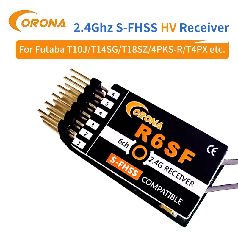 Corona R6SF 2.4GHz S-FHSS FHSS Compatible 6-Channel Micro Receiver with Antenna for FUTABA T6J T8J