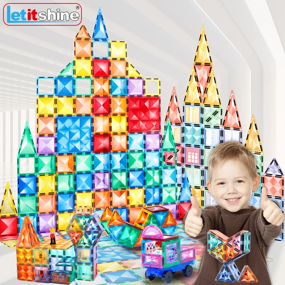 

Magnetic Tiles Montessori Toys Stem Learn Education Building Blocks Magnet Construction Stacking Kids Children Girls Puzzle Game