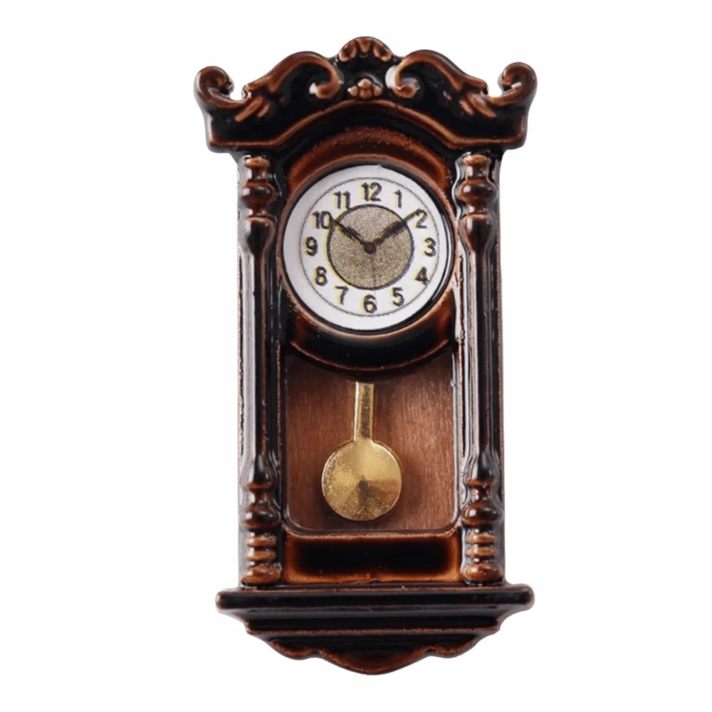 1/12th Scale Doll House Wall Clock Retro Classic Wall Clock Model Micro Scene Simulation Dollhouse Miniatures Living Room Decor view 2