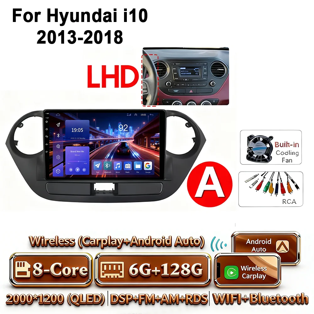 Android 17 2Din Carplay Android Auto 4G WIFI autoradio voor Hyundai I10 2013-2018 GPS DSP BT touchscreen multimediasysteem