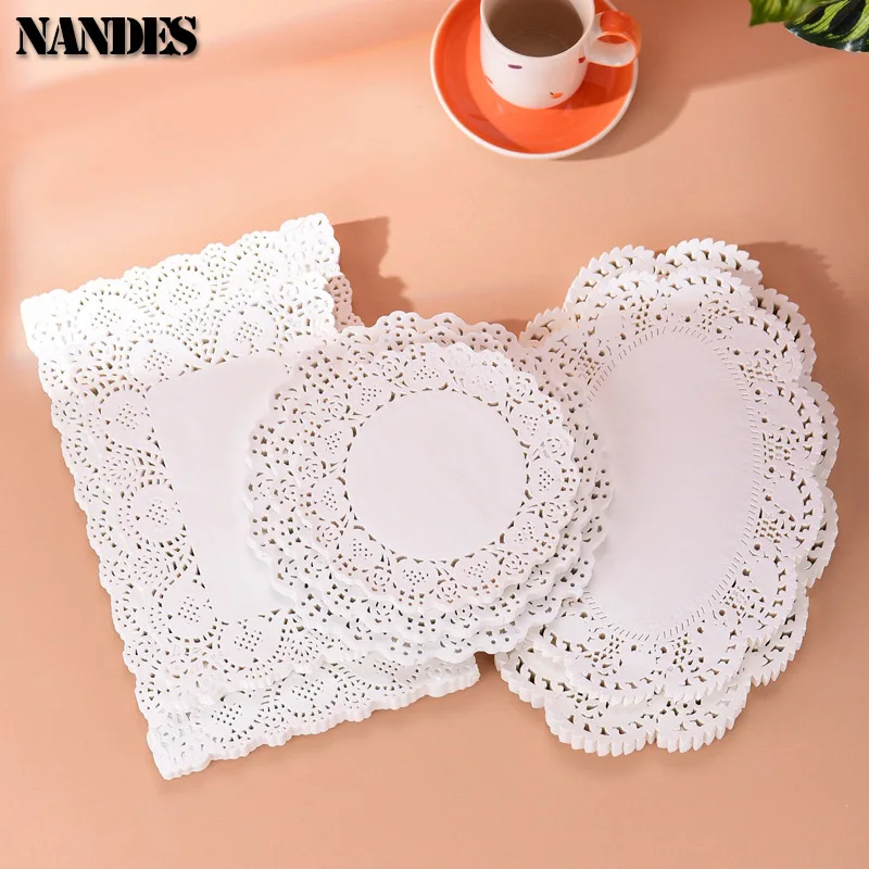 150Pcs Kitchen Fried Food Special Flower Bottom Paper Oil-absorbing Paper Baking Cake Pizza Snack Round Household Lace Paper Pad