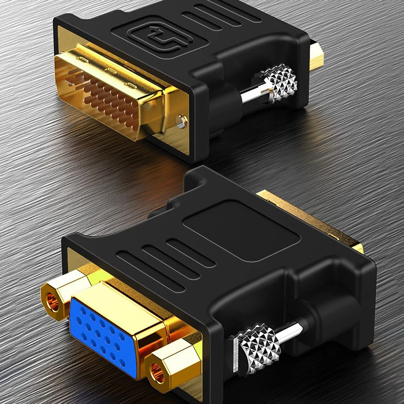 Adaptador DVI a VGA DVI-I, convertidor macho de 24 + 5 pines a VGA hembra de 1080P, convertidor de tarjeta gráfica de vídeo para HDTV, PC y proyector