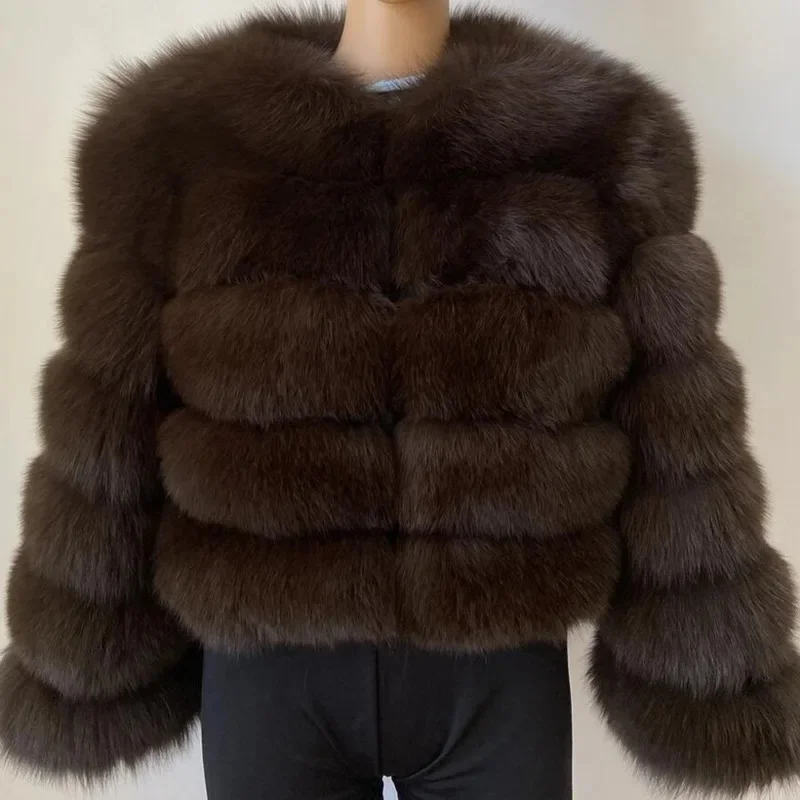 2024 European And American Elegant Fur Coat Imitation Warm Fur Splicing Winter Coat Thickened Warm Long Sleeve Short Fur Coat