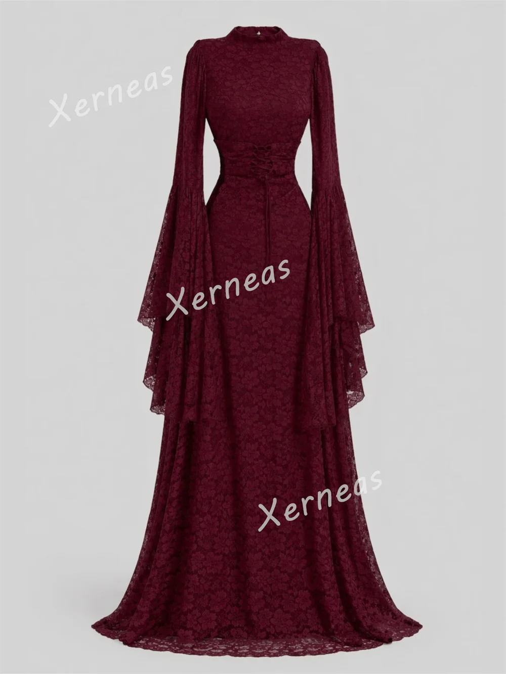 Customized Formal Grace Evening Gowns Lace Pleat High Collar A-line Long Dresses Bespoke Occasion Elegant Party Dress image 2