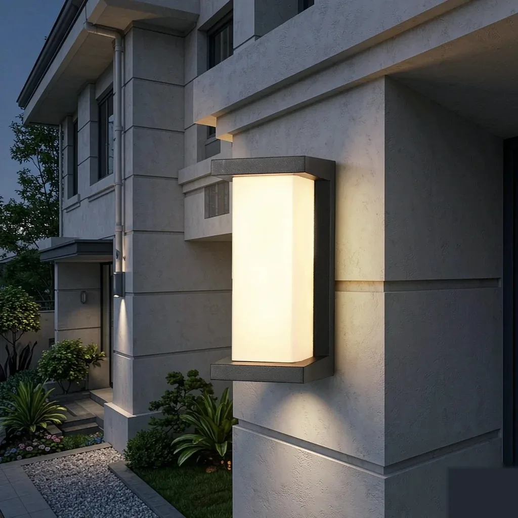 Waterproof Outdoor Wall Light Motion Sensor LED Lamp, 3 Color Temperatures Modern Black Sconce for Courtyard Villa Balcony