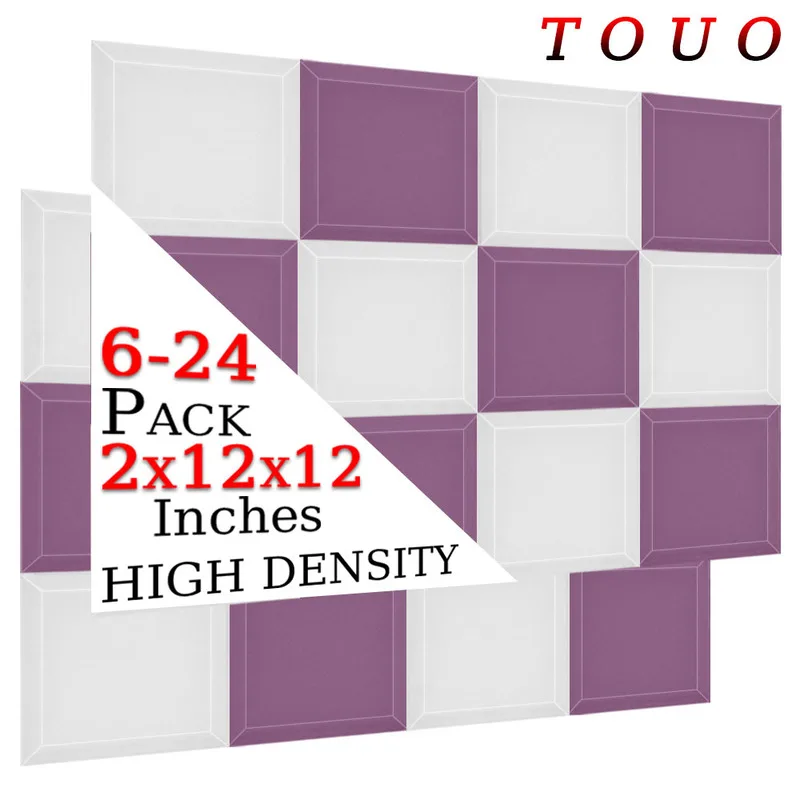 

TOUO Acoustic Foam High Density Sound Foam Panels 6/12/24 Pc Wall Soundproofing Music Studio Acoustic Treatment Noise Insulation