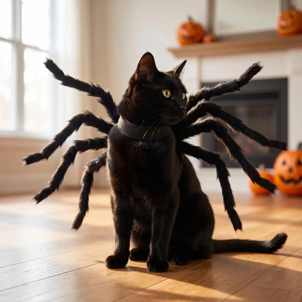 Cute Dress Up Halloween Spider Pet Costume for Small Dogs Cats Adjustable Straps Cat Cosplay Outfit Spooky Holiday Party Dress