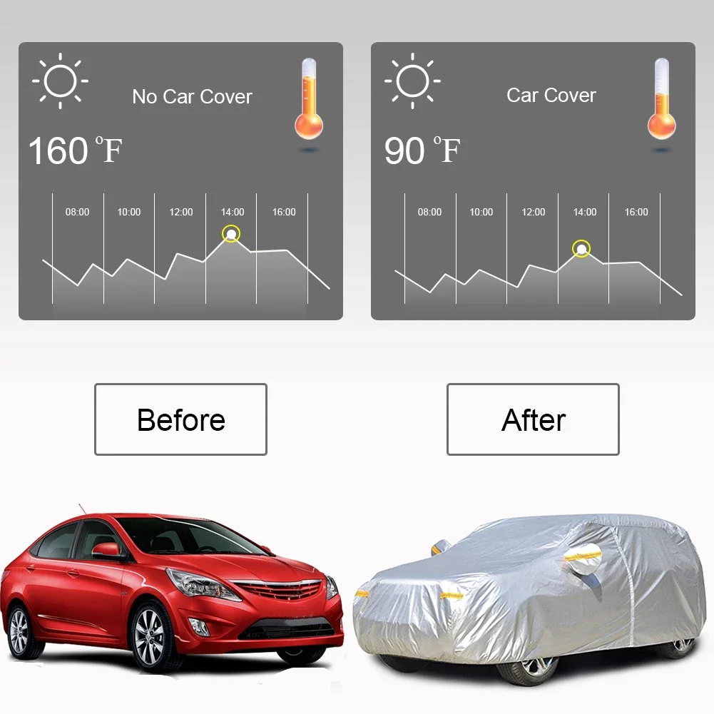 SUV Universal sarung mantel pelindung UV, pelindung debu, hujan, salju, tahan air, penutup mobil penuh dalam ruangan luar ruangan D45 190T penutup otomatis