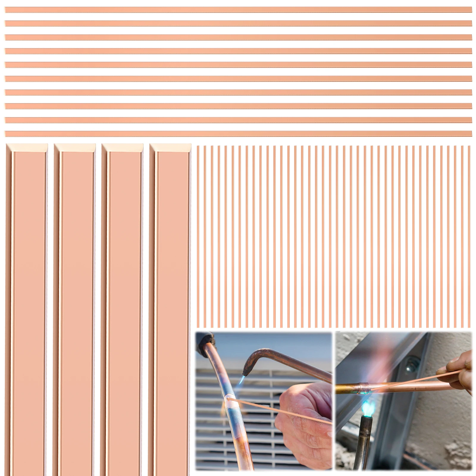 20/50/100Pcs Silver Phosphor Copper Brazing Rod Flat Welding Stick for Air Conditioning Refrigerator Repair Metal Welding Rods