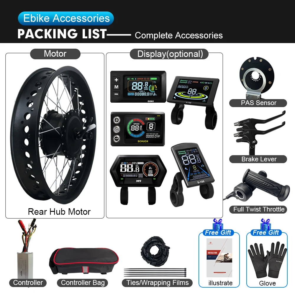 Electric Fat Bike Kit 20 24 26inch 36V 48V 500W 4.0 Tyre Brushless Rear Cassette Hub Motor Wheel For Snow Ebike Conversion Kit