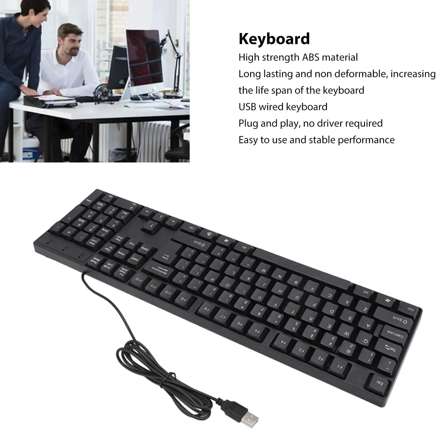 คีย์บอร์ดเกมมิ่งแบบมีสาย USB 104 ปุ่ม ดีไซน์ตามหลักสรีรศาสตร์สำหรับใช้งานในสำนักงานและการเล่นเกม คีย์บอร์ดภาษารัสเซีย สเปน ฝรั่งเศส และอาหรับ