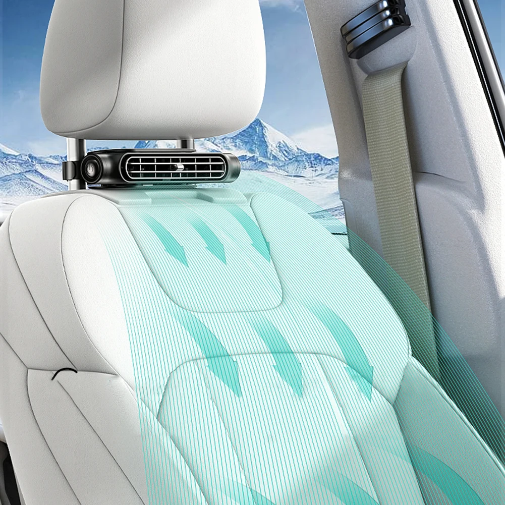 USB Car Interior Rear Headrest Fan Cooler 3 Speeds Adjustable Car Seat Headrest Fan Car Neck Cooler Summer Car Accessories