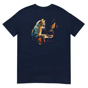 Cat Playing Piano Piano Player Tee for Cat Piano Lovers Unisex T-shirt