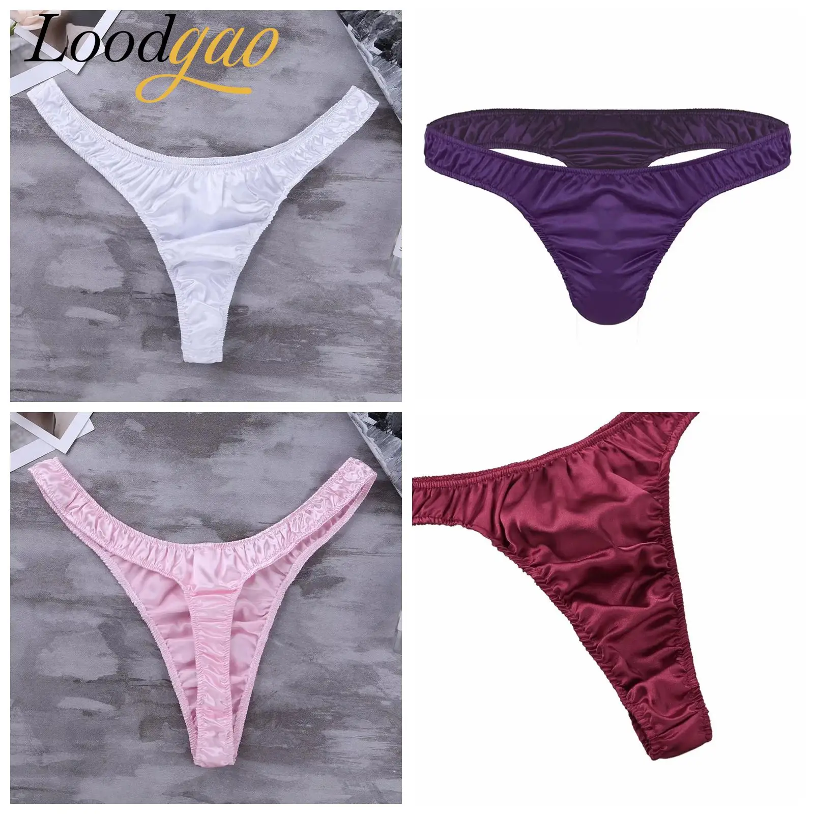 

Men Soft Shiny Satin Briefs Male Gay Sissy Panties Sexy Lingerie Homme Ruffled Low Rise G-string Thong Underpant Underwear