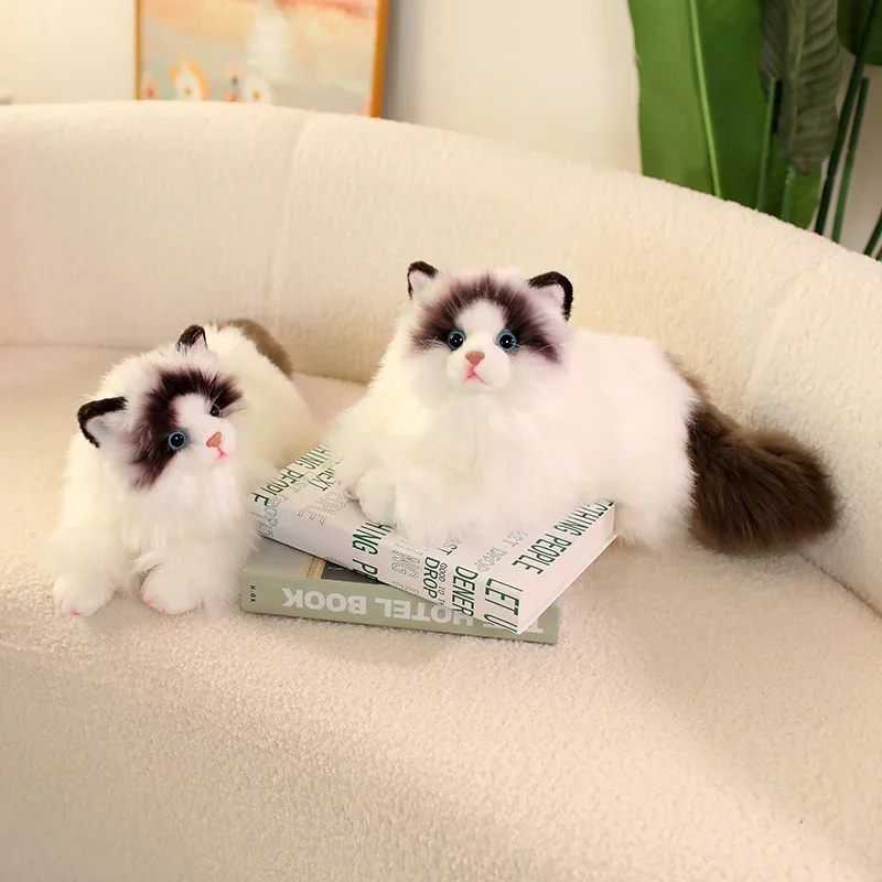 

Cute Simulation Ragdoll Cat Plush Toys Soft Stuffed Kawaii Kitten Model Fake Cat Realist Animals Girls Valentine's Day Gift