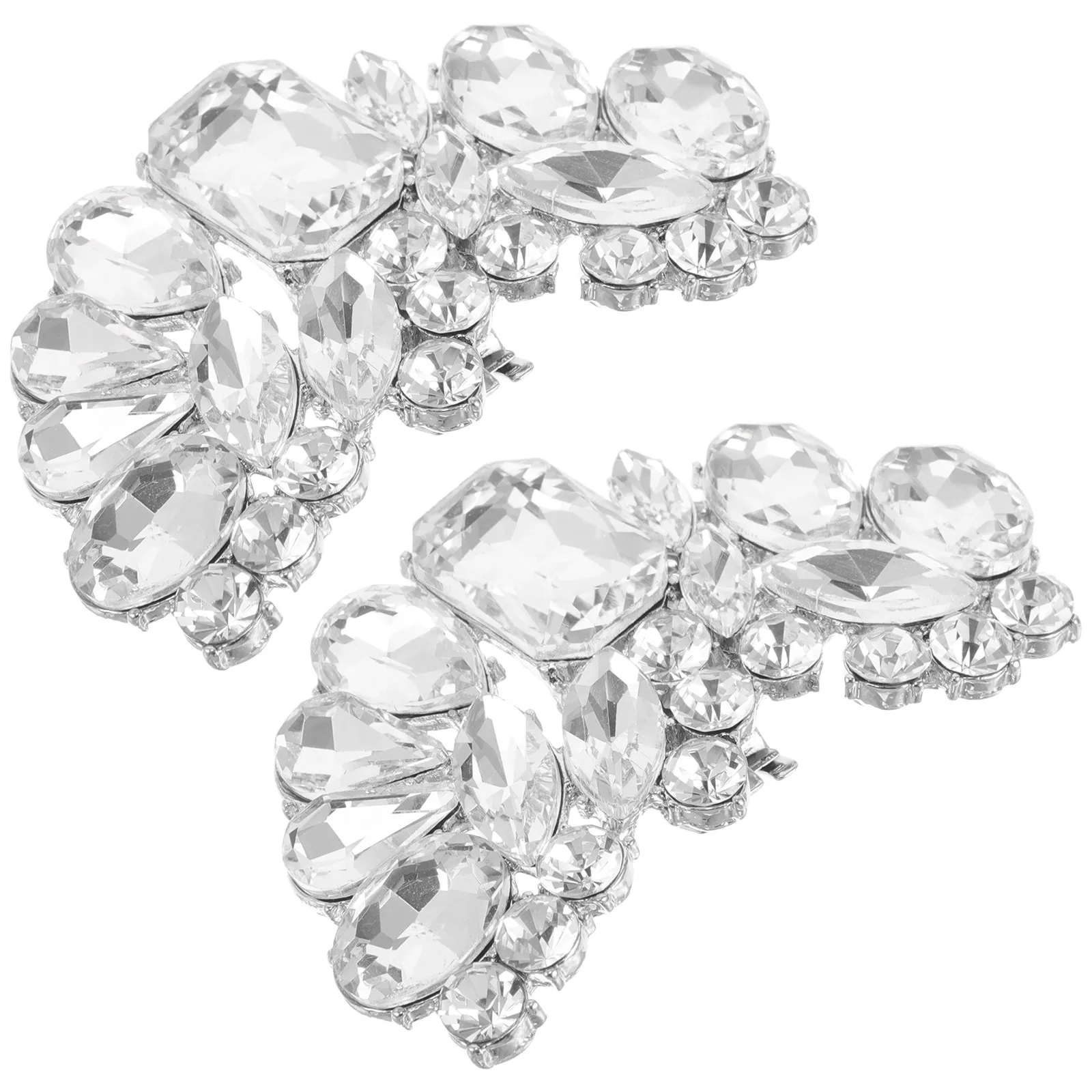 2Pcs Detachable Flower Shoe Clips Zinc Alloy Rhinestone Shoe Jewelry for Women Heels Wedding Bridal Party Dress Shoes Decoration