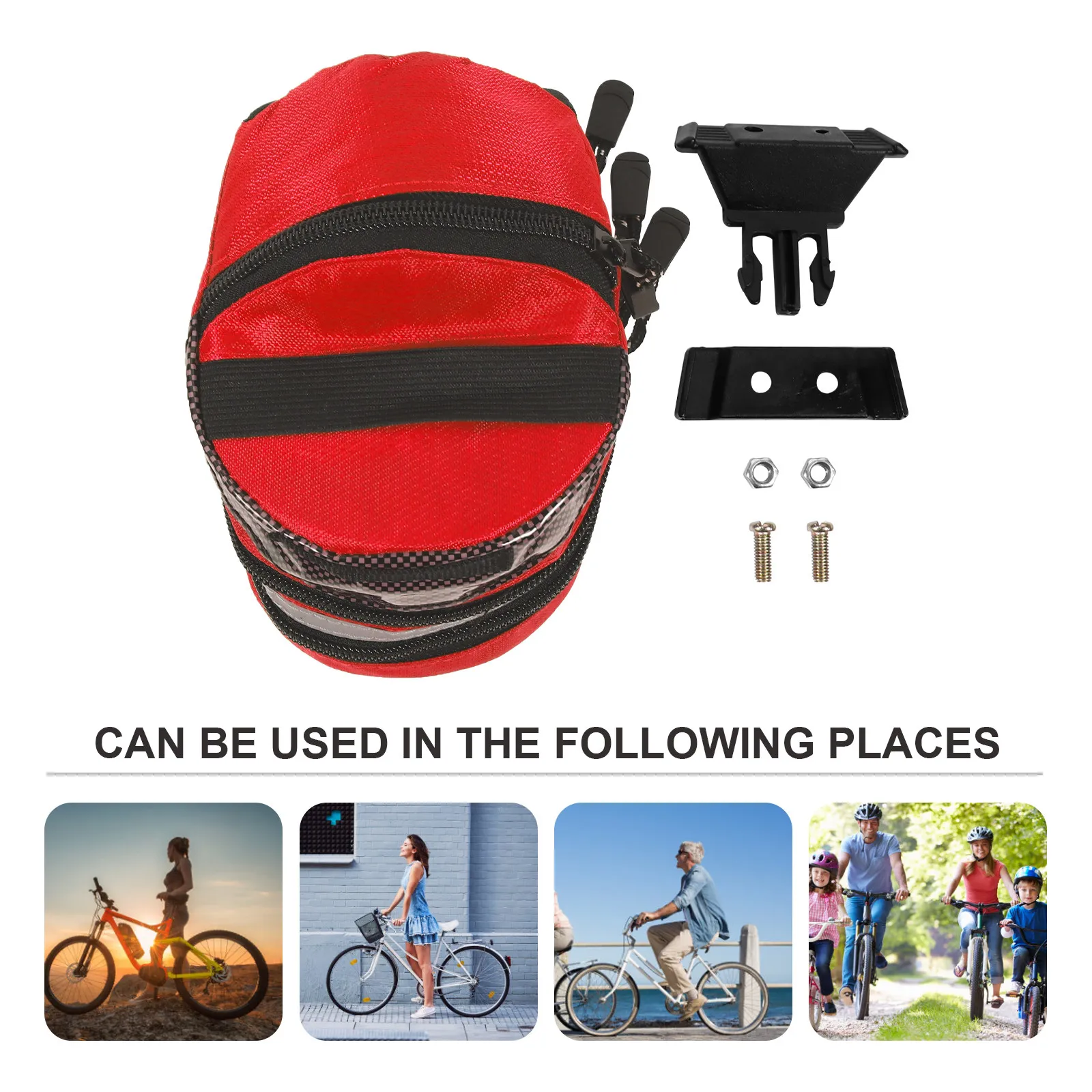 

Bike Saddle Bag Waterproof Large Capacity Rear Bicycle Tail Pouch Reflective Stripe Riding Storage Pack for Mountain Road