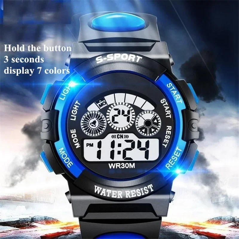 Kids Luminous Watches LED Night Light Flash Digital Waterproof Alarm for Boys Girls Wristwatch Quartz Watch Children's Clock