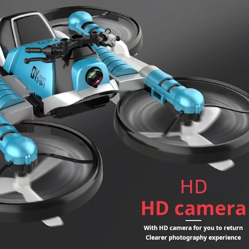 Drone Com Câmera Land And Air Dual Deformable Folding Motorcycle Drone Aerial Photo Quadrangle Children Toys Paternal Gift