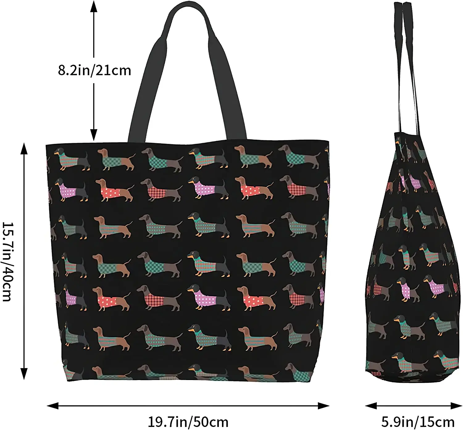 Dachshund Reusable Grocery Bag Large Shopping Tote Bag with Strong Handle Eco-Friendly Washable Tote Bag for Groceries Beach