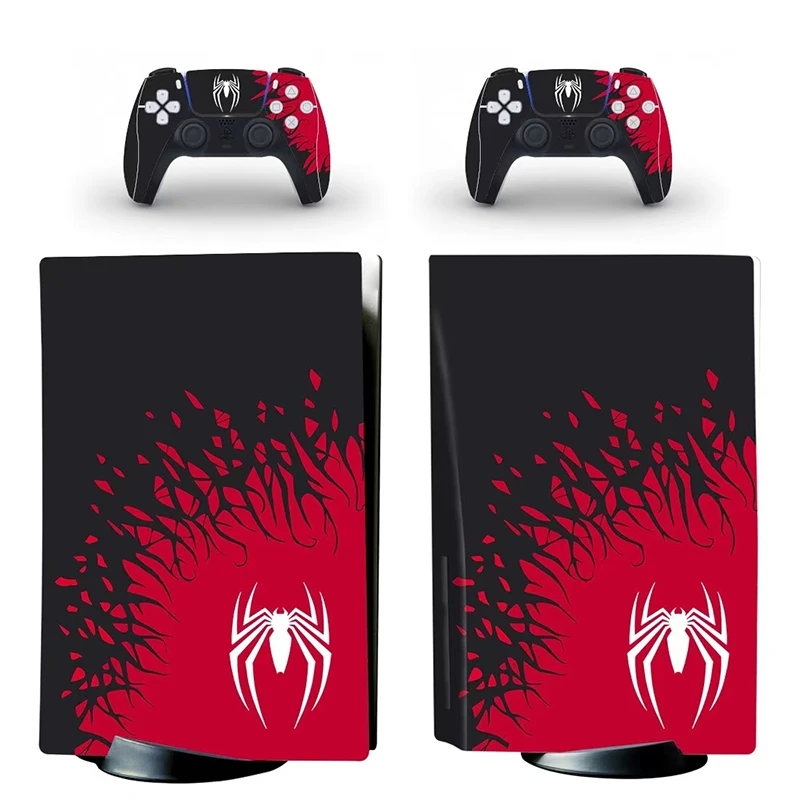 

Vinyl Cover Skins for Playstation 5 Disc Console New Spider Skin Wraps Set for PS5 Disc Edition Controller Stickers Accessories