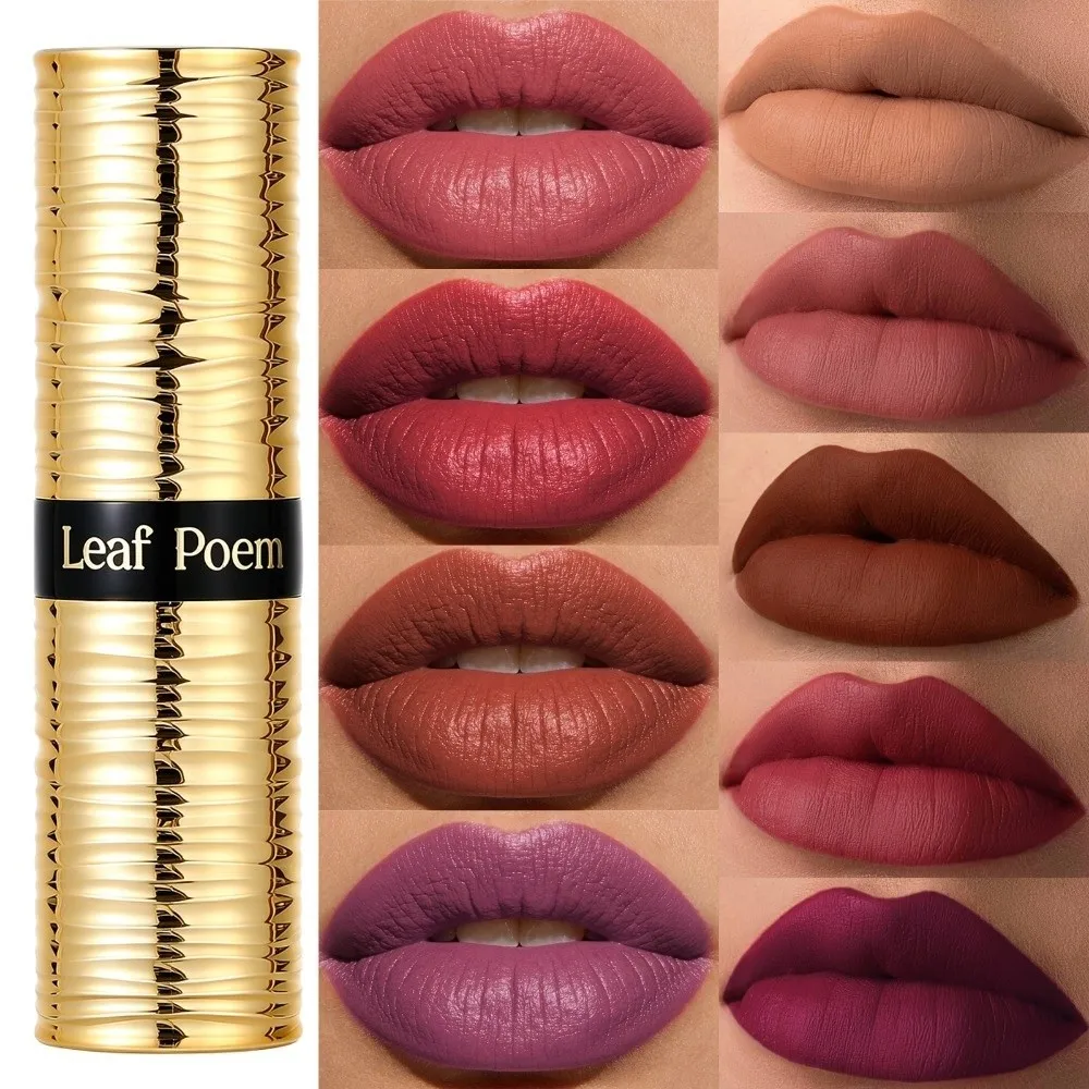 New 8 Colors Matte Lipstick Waterproof Long Lasting Velvet Lip Glaze Metal Threaded Tube Non-stick Cup Lip Contour Pencil Women