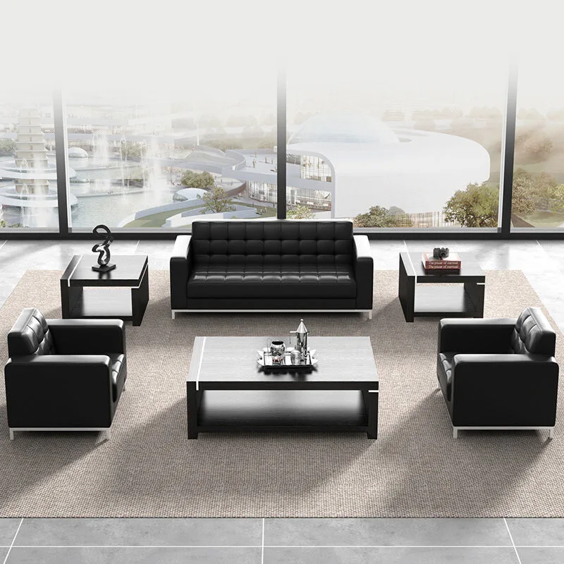 

Modern European Style Office Living Room Home Office Hotel Eco-Friendly Durable Leather Sofa Lounge Reception Office Sofa Set