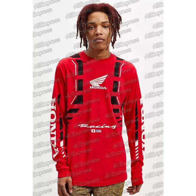 

Модная свободная футболка Honda, дышащая осенняя высококачественная модная брендовая гоночная мужская и женская майка с длинным рукавом и принтом