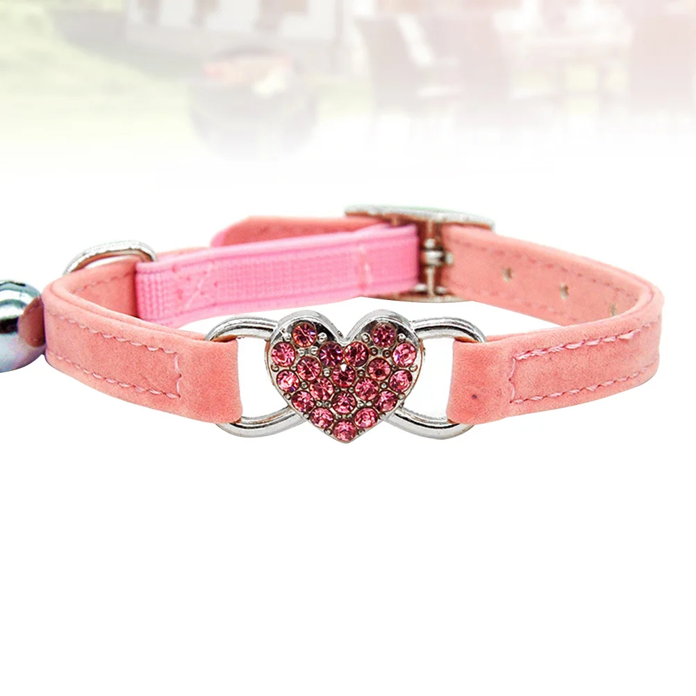 

Cute Cat Collar Adult Rhinestone Pet Collars for Kitten with Bells Heart Rhinestones