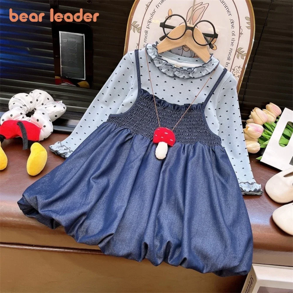 

Осенний комплект для девочек Bear Leader, корейская версия, топ с длинными рукавами и принтом «Любовь», детская повседневная одежда