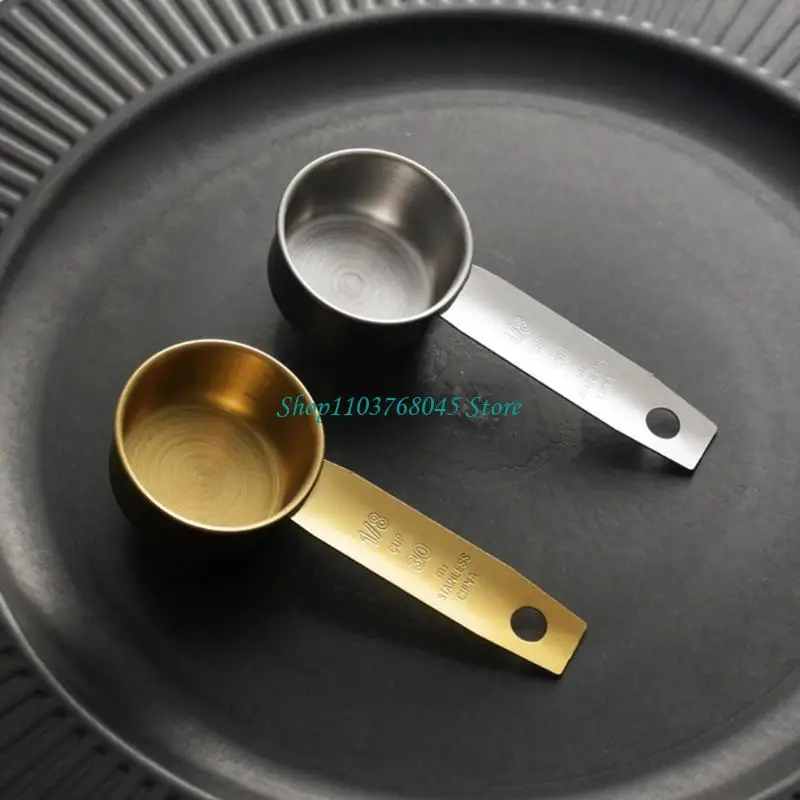 R53F Pack Of 2 Stainless Steel Measuring Spoon For Accurate Coffee Powder Measure