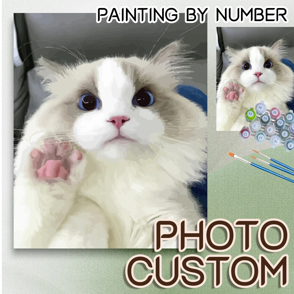 

Custom Pet Portrait Painting by Numbers Kit DIY Coloring Gift for Adults Home Decor Photo Personalized Art