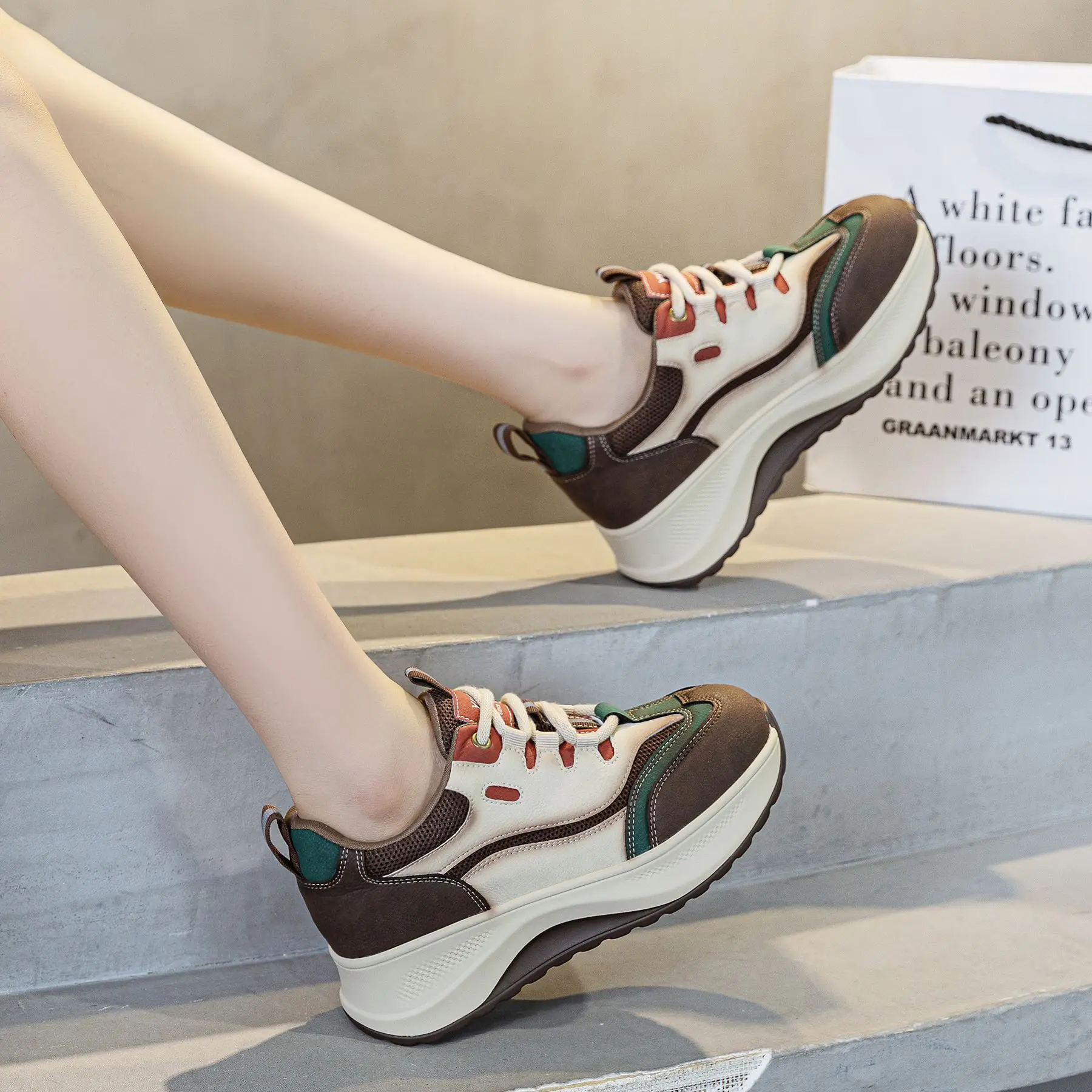 5 سنتيمتر 2 بوصة النساء أحذية رياضية مكتنزة جلد طبيعي النساء حذاء كاجوال منصة أحذية رياضية مريحة أحذية الشتاء الدافئة #6