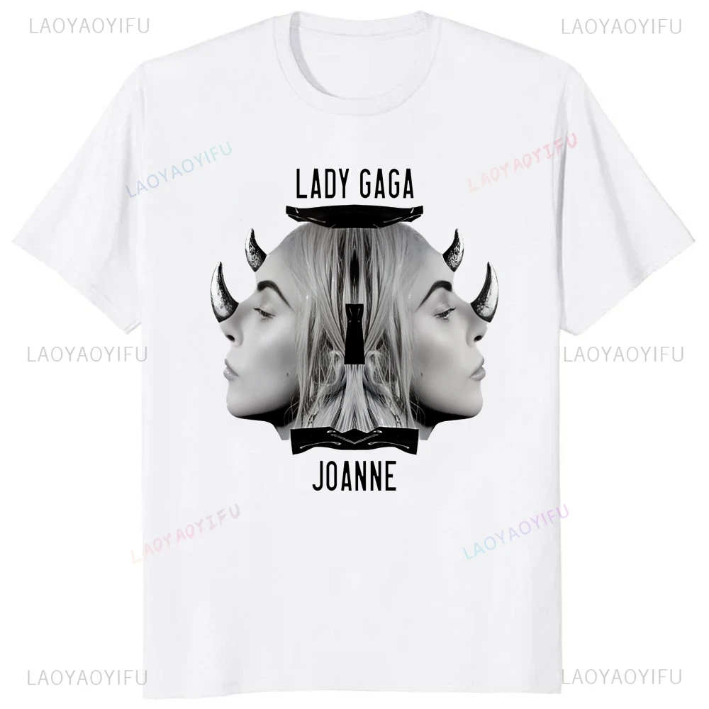 Retro Lady Gaga Singer Fashion T-shirt Summer Trend Harajuku Short Sleeve Unisex Shirt Graphic Large T-shirt