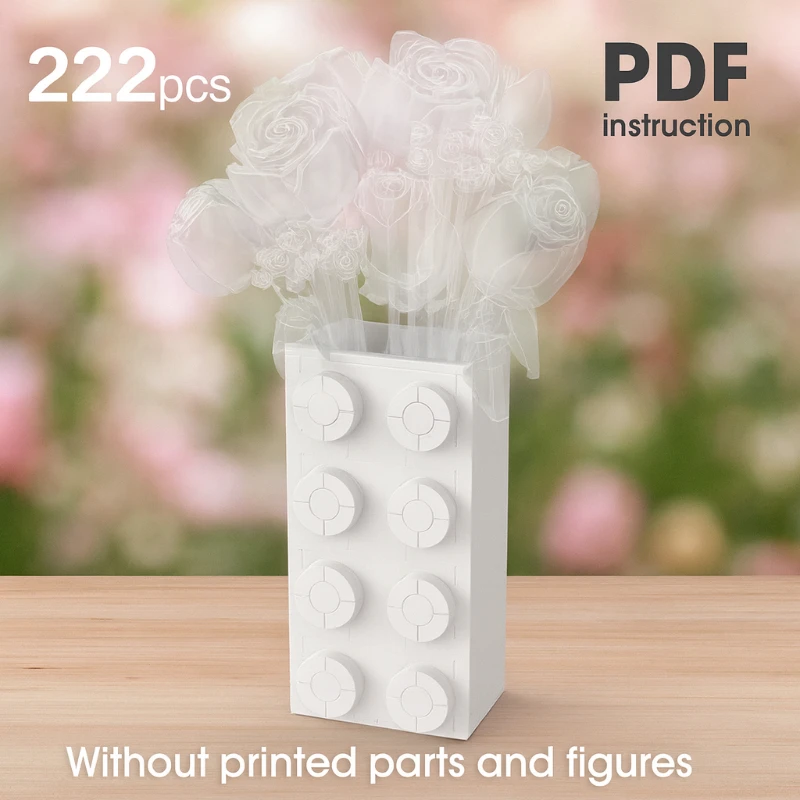 

Flower Bouquet Vase Rose MOC Rose Vase Bricks Model Building Block Educational Toys Gift Decoration Valentine's Day