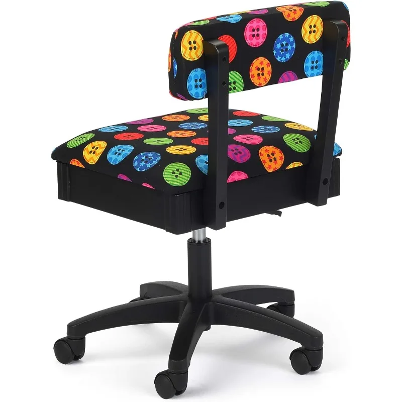 Arrow Sewing H8013 Adjustable Height Hydraulic Sewing and Craft Chair with Under Seat Storage and Printed Fabric