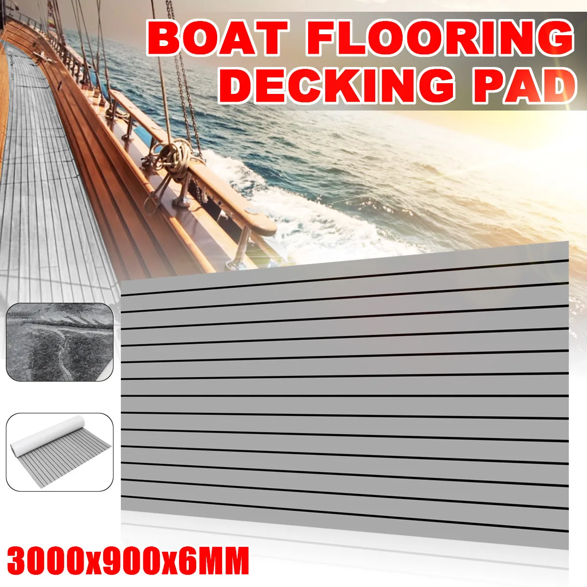 3000x900x6mm Self-Adhesive EVA Foam Boat Yacht RV Caravan Marine Flooring Faux Teak Boat Decking Sheet Floor Decor Mat