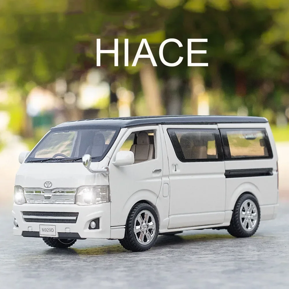 1:32スケール ハイエース ヴェルファイア 車のおもちゃ 合金モデル ドア開閉可能 ゴムタイヤ ミニチュアMPV ホイールプルバック車両 テーブルデコレーション