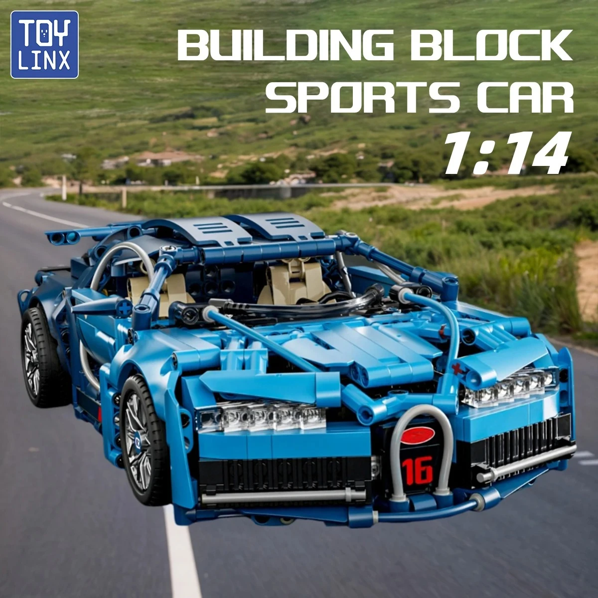 

Building blocks, 1:14 supercar building blocks, cool and cute blue appearance, technical design, easy to assemble and operate.