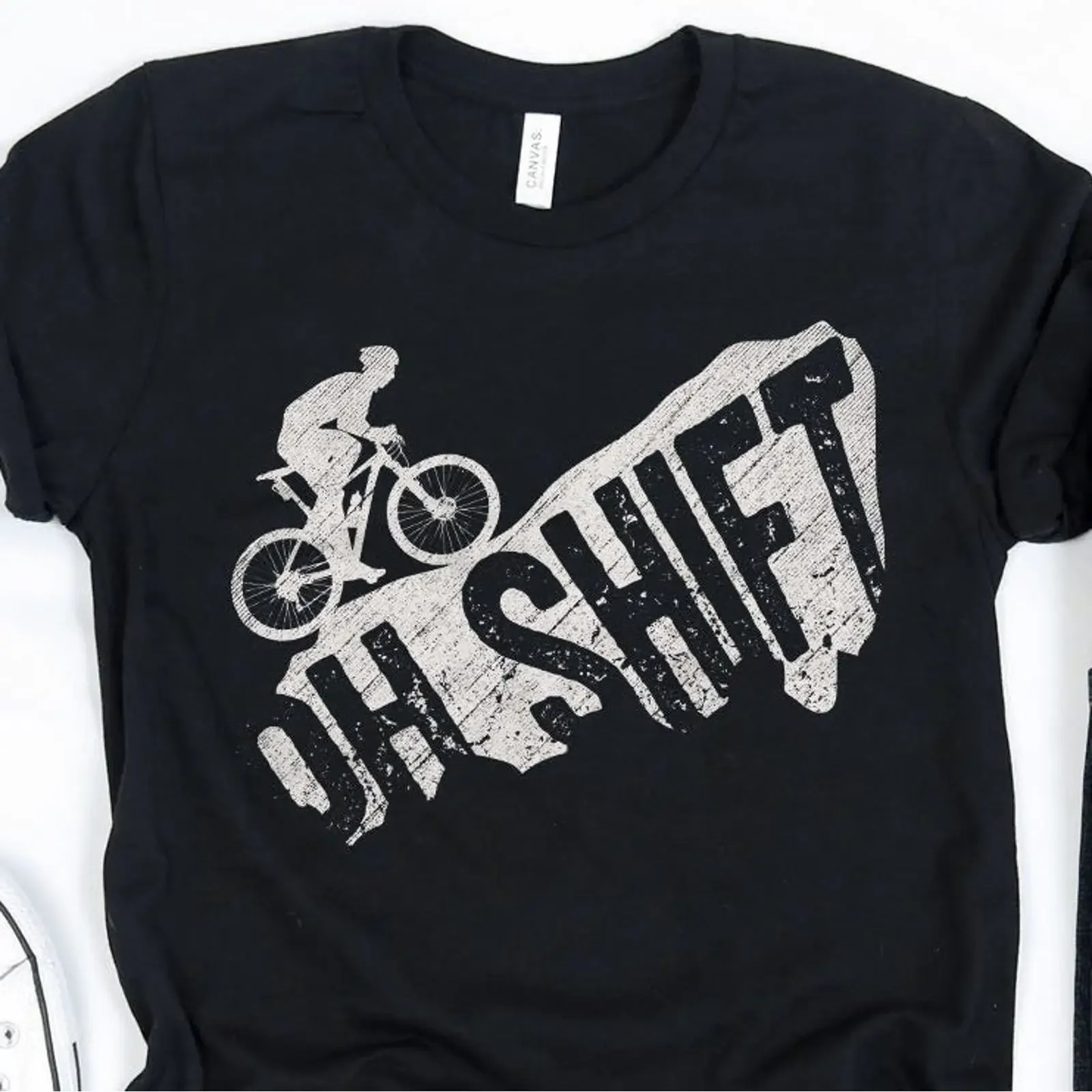 Oh Shift Mountain Biking T Shirt Funny Cyclist Bike Lover Casual Bicycle Sport Top for Biker vintage Washed Stylish homme